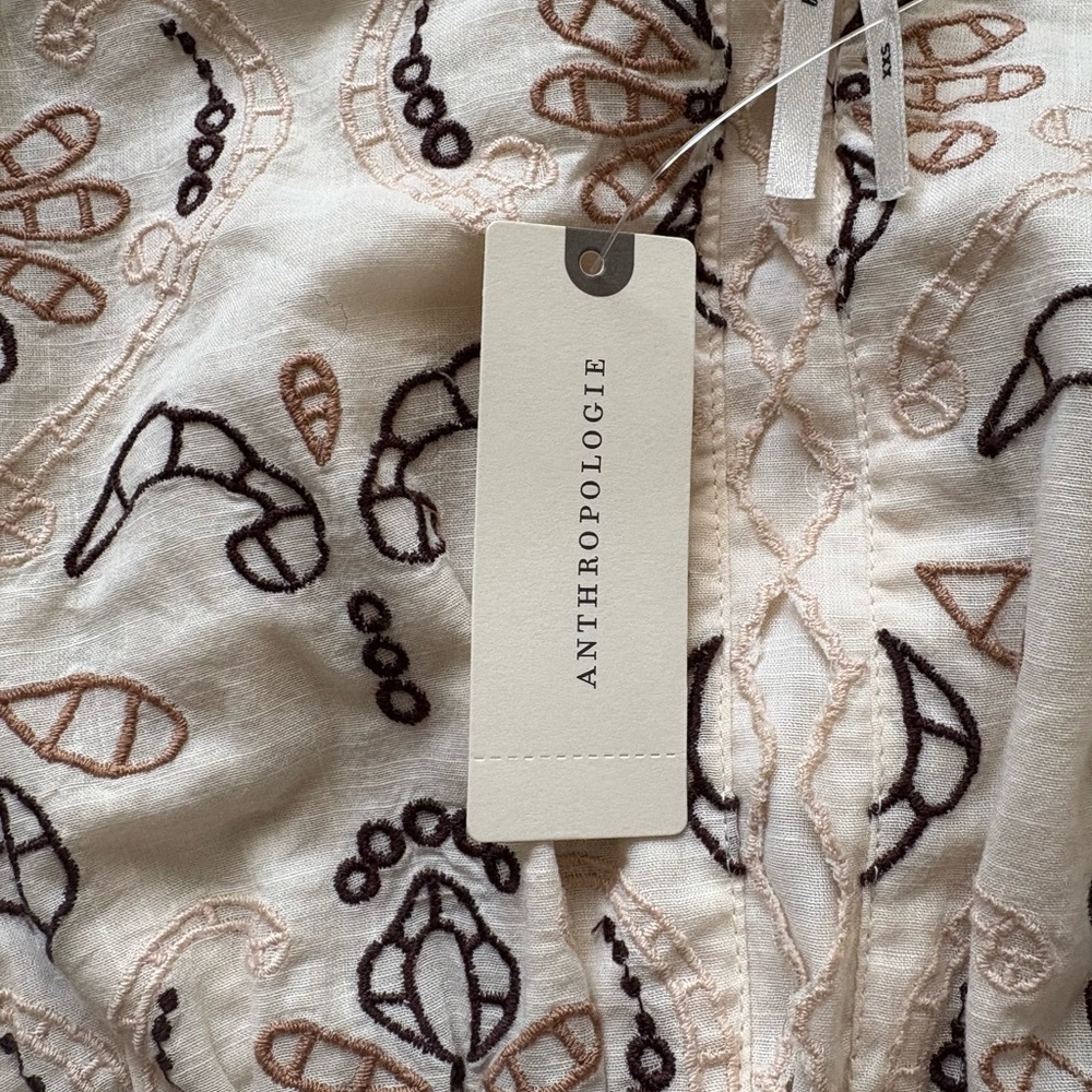 NWT Anthropologie Embroidered Eyelet Peplum Top - Picture 4 of 8